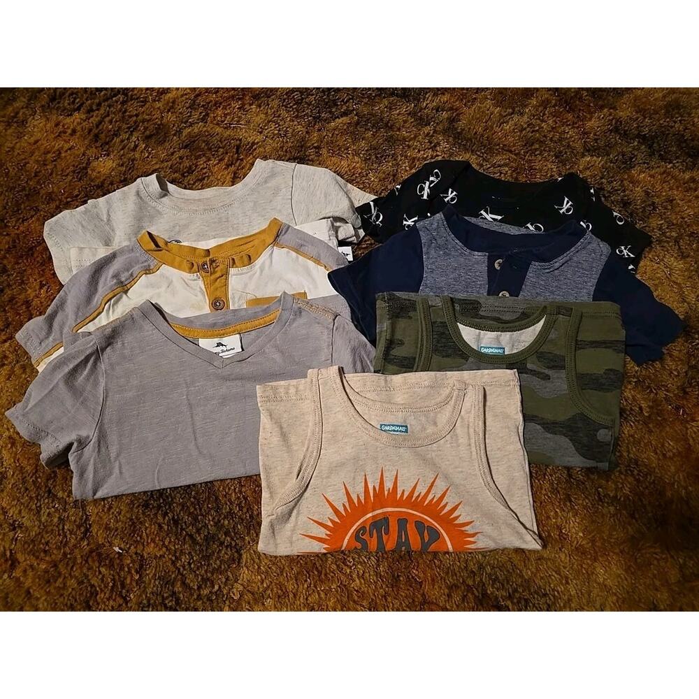 9Pc Boys 12 Months Lot - Shirts, One Pieces & Tank Tops, Condition In Descriptio